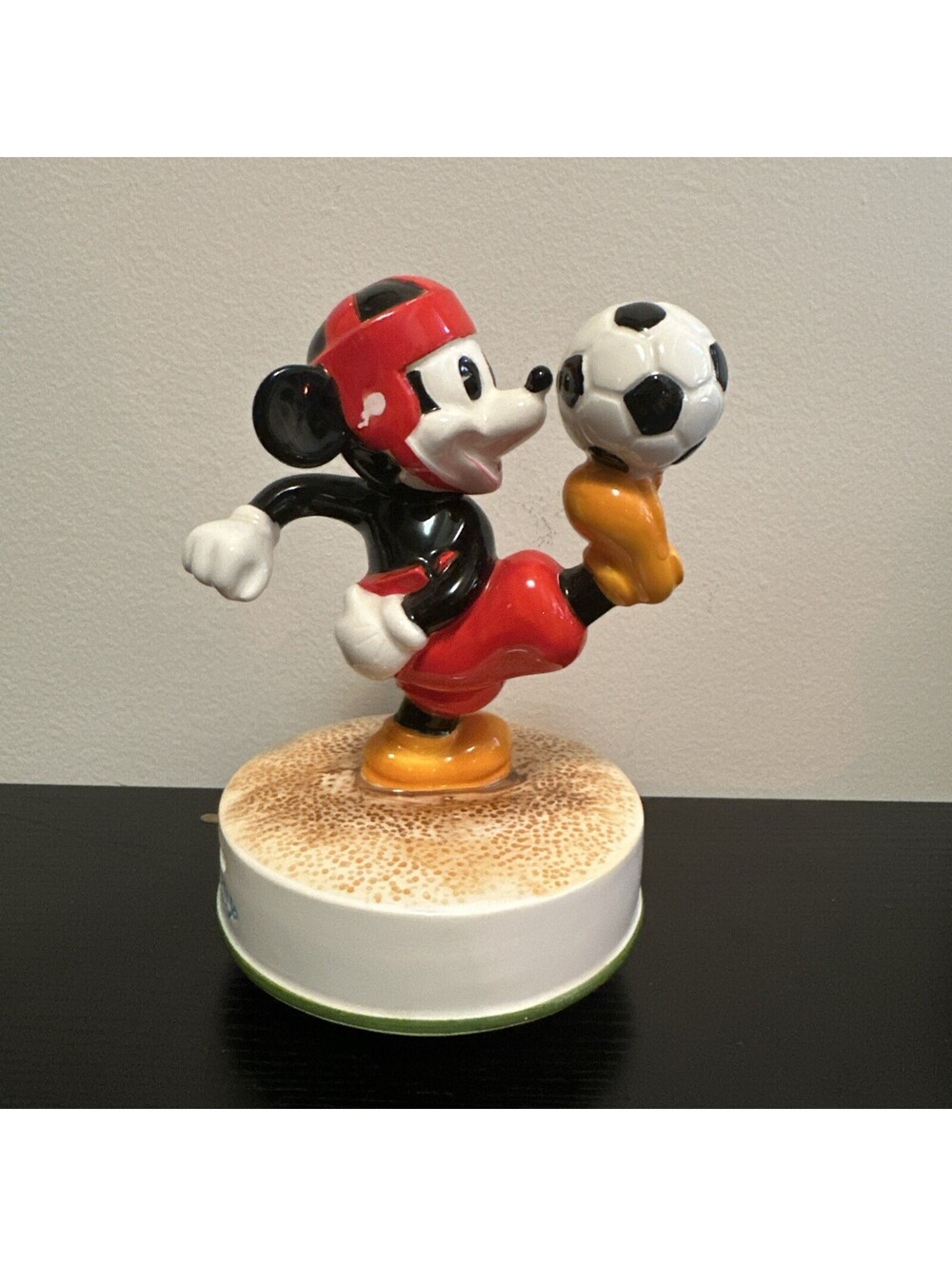 Schmid Disney Mickey Mouse Soccer Music Box Tip Toe Through The Tulips Rare VTG
